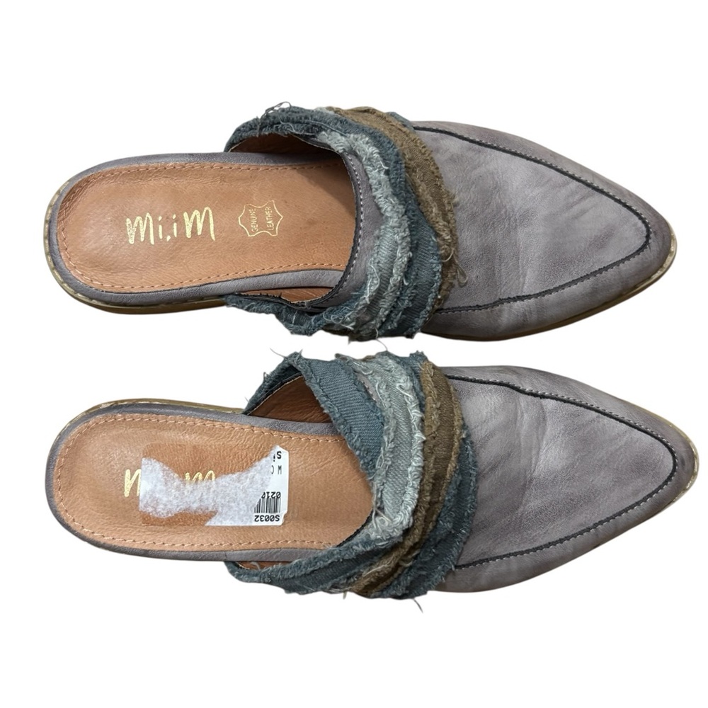 MI.IM Tillie Fabric Wrapped Leather Mules in Blue/Gray Size 7.5 — SO BEAUTIFUL! - Picture 3 of 9